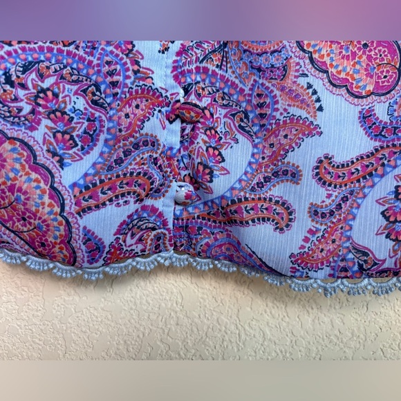 Jessica Simpson Blue Boho Paisley Chiffon Long Sleeve Crochet Trim Blouse 2X - Picture 4 of 12